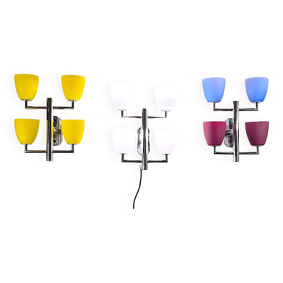 Fontana Arte, Set De 3 Appliques 4 Feux, Verres Murano, Italie