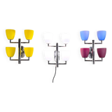 Fontana Arte, Set of 3 4-Light Wall Lamps, Murano Glass, Italy