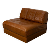 Fauteuil-lit De Sede DS 76 en cuir cognac, Suisse, 1970