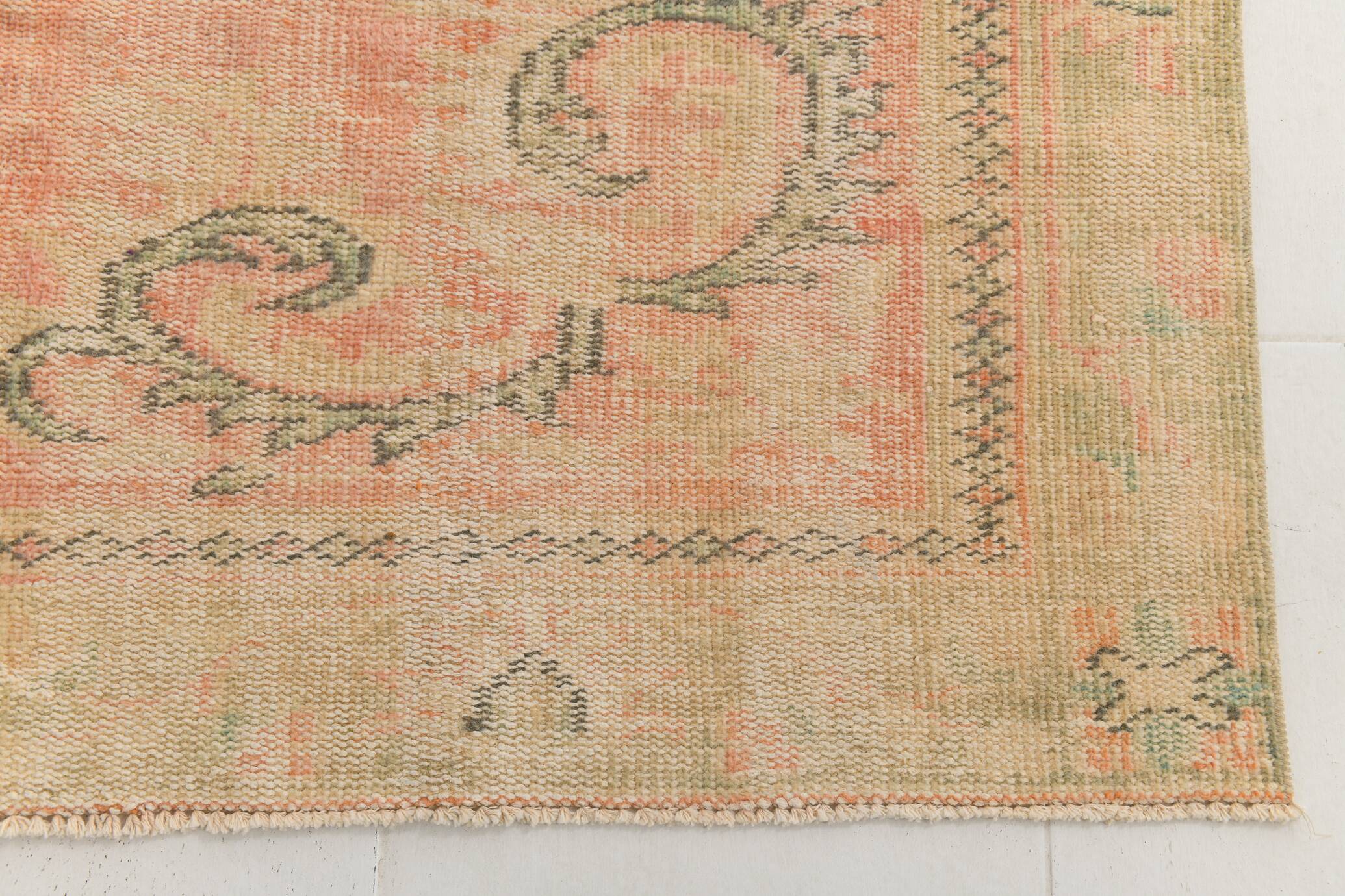 6x9 Vintage Soft Peach Geometric Style Vintage Rug, 175x270 Cm