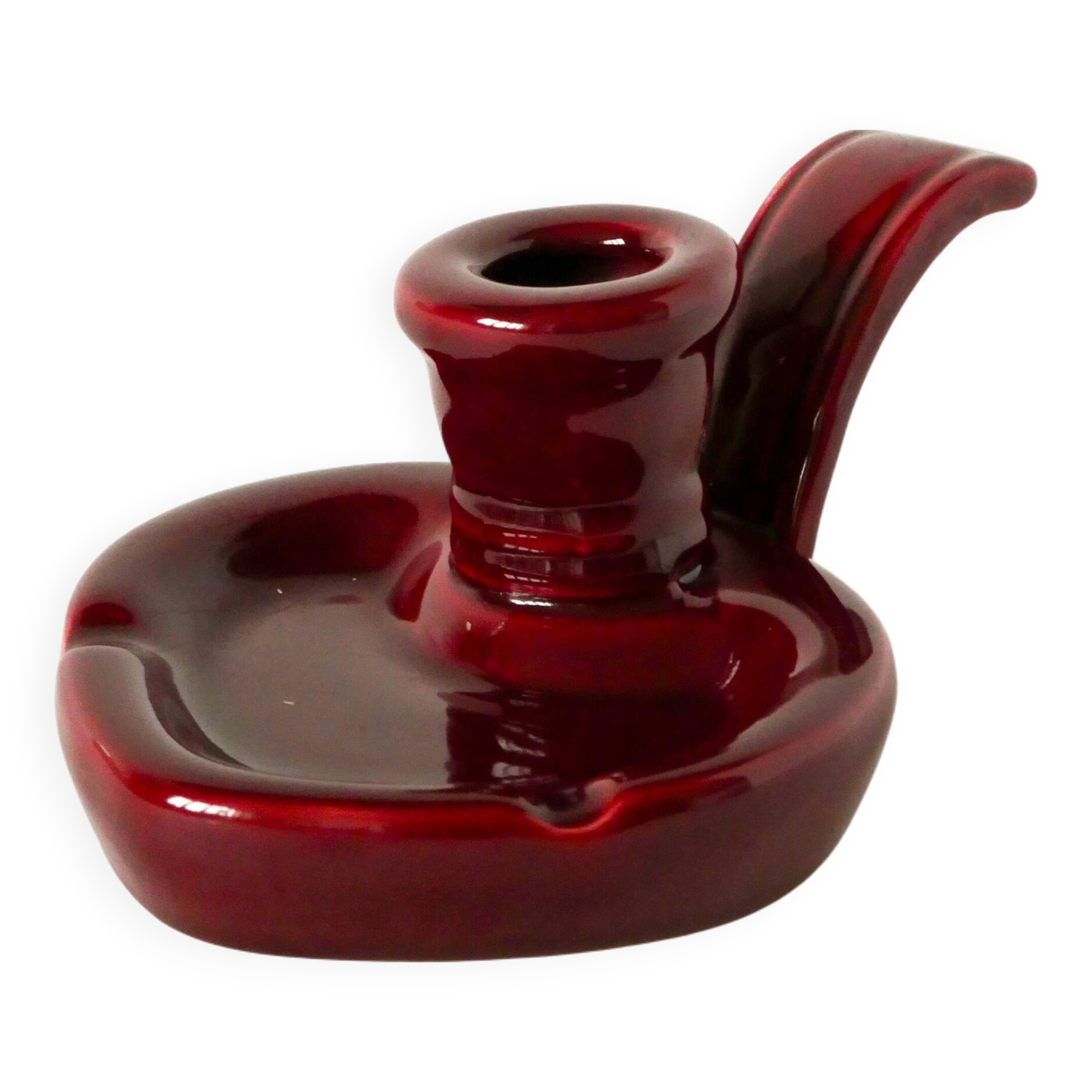 Ceramic candle holder with handle, Bordeaux