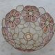 Pair of vintage pendant lamps in brass mother-of-pearl and shells
