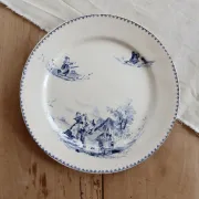 Antique flat plate Creil and Montereau Téniers service - Ironstone