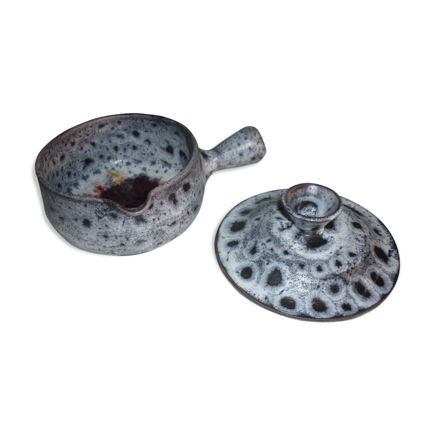 Cassolette style black and grey lava