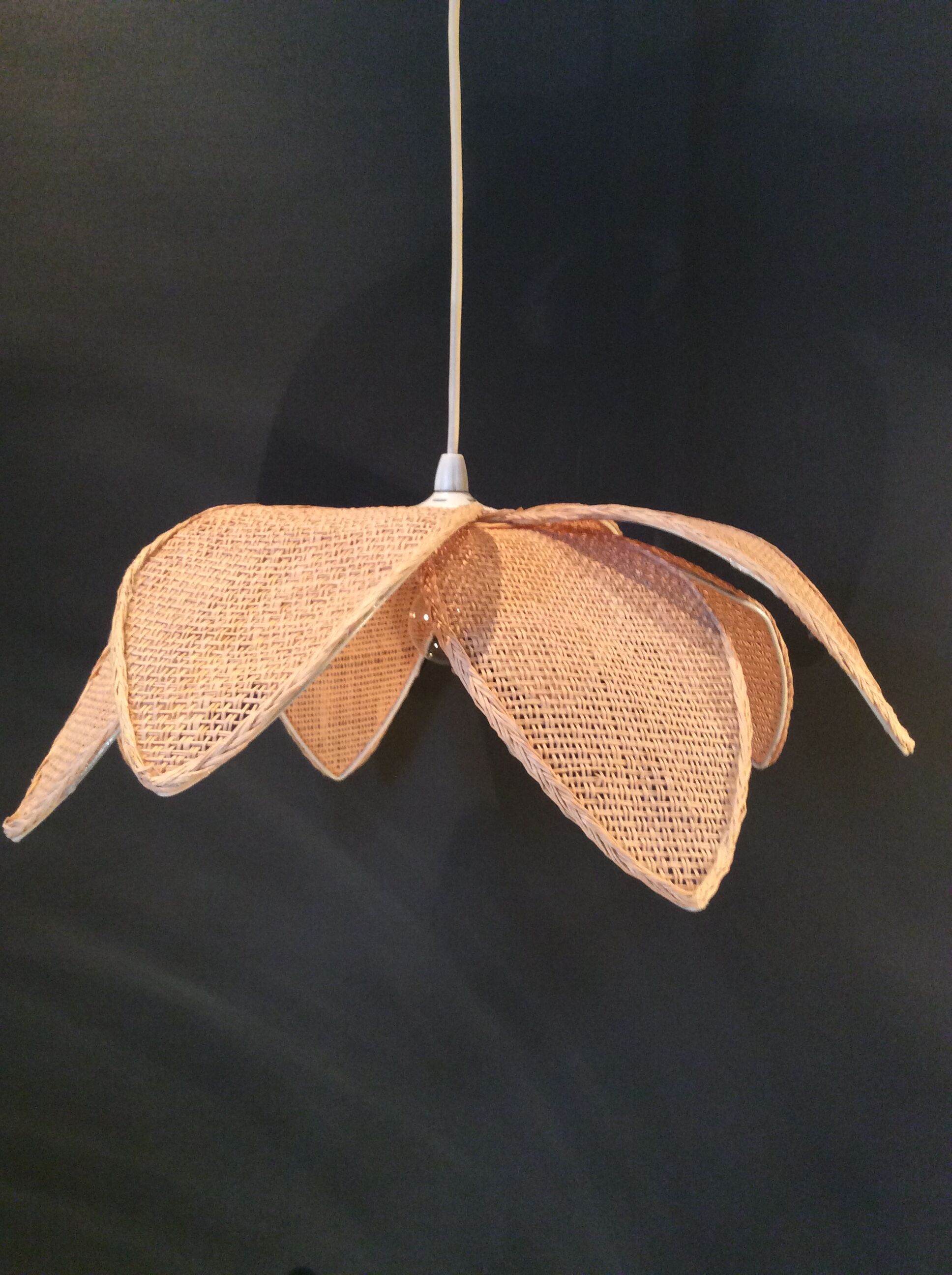 70s/80s braided straw hanging lamp