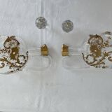 Paire de carafes Cristallerie Baccarat cristal blanc peint à l'or fin, Art Nouveau, 1900