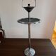 Modernist metal and leather standing ashtray