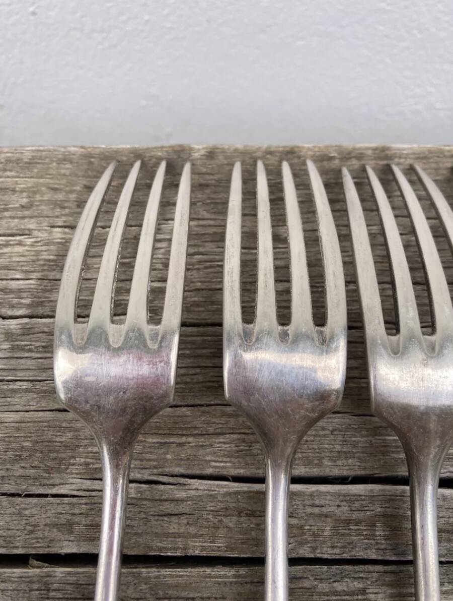 6 Christofle forks in silver metal Christofle model Fidélio Baguette