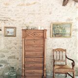 Semainier secretary Henri II in walnut and erable speckled