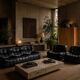 Kashima three seater sofa in black leather by Michel Ducaroy for Ligne Roset, 1970s