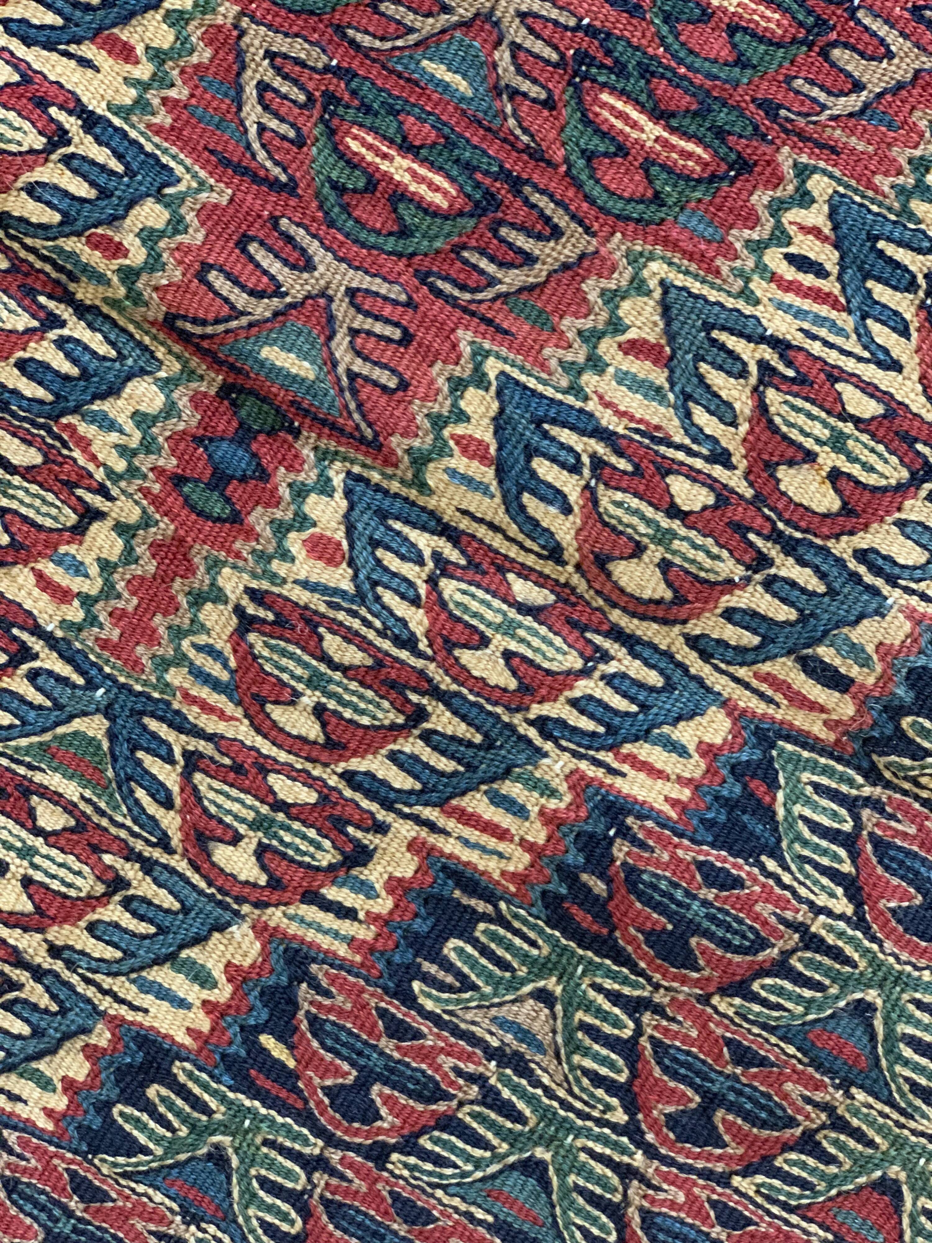 Pair of blue & green silk and wool kilims handmade persian rugs