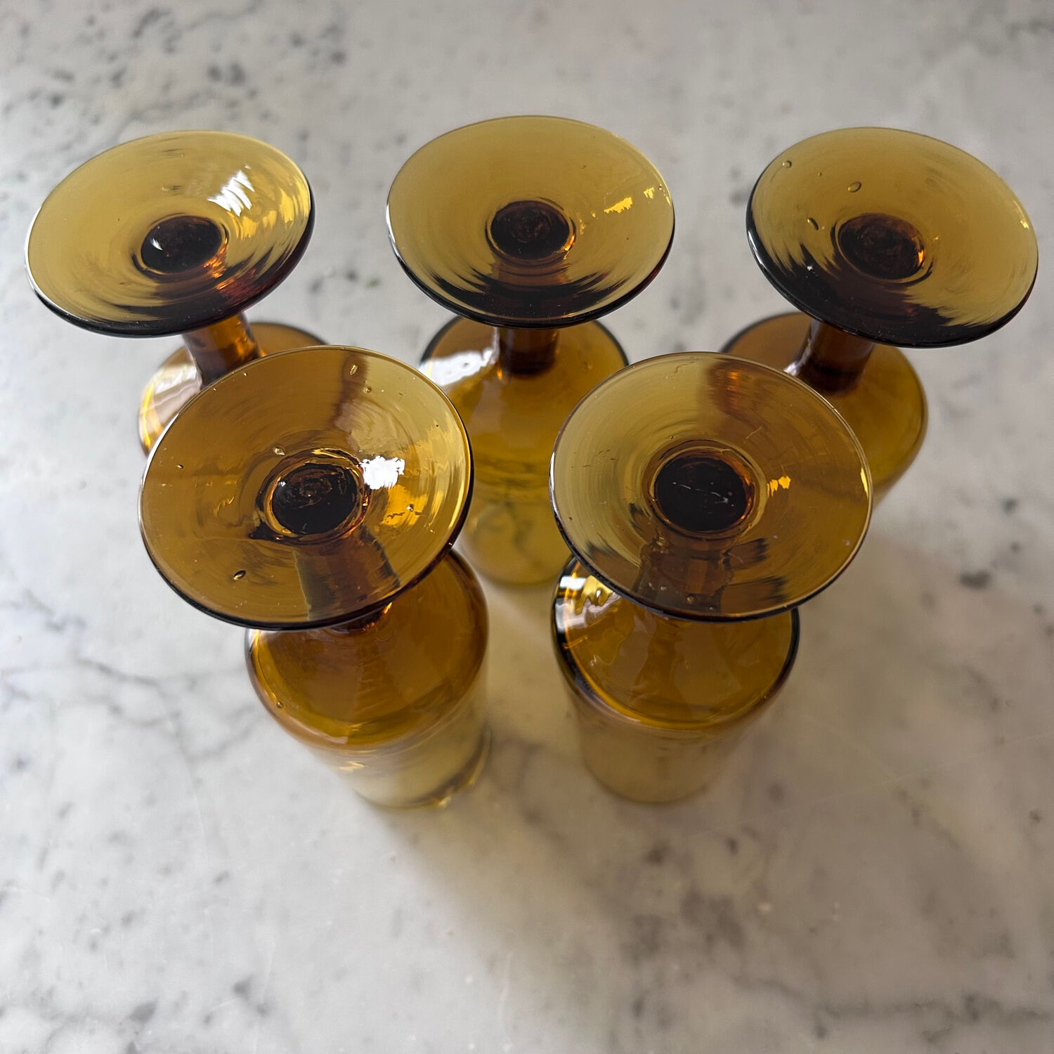 Set of 5 mouth-blown glasses