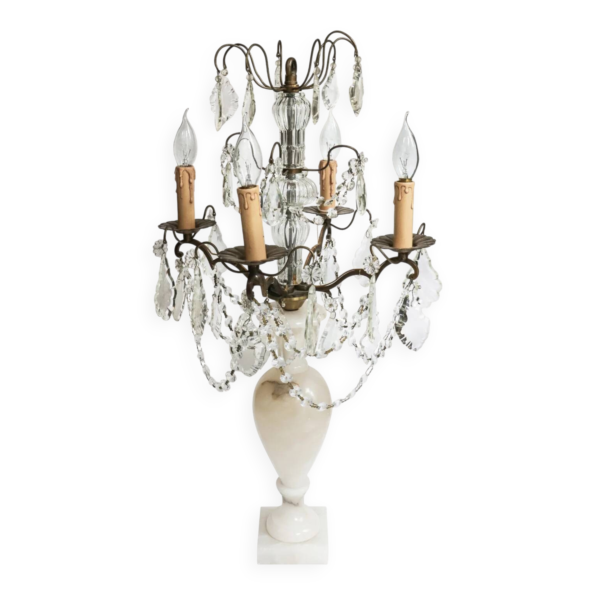 19th C Antique French crystal table lamp