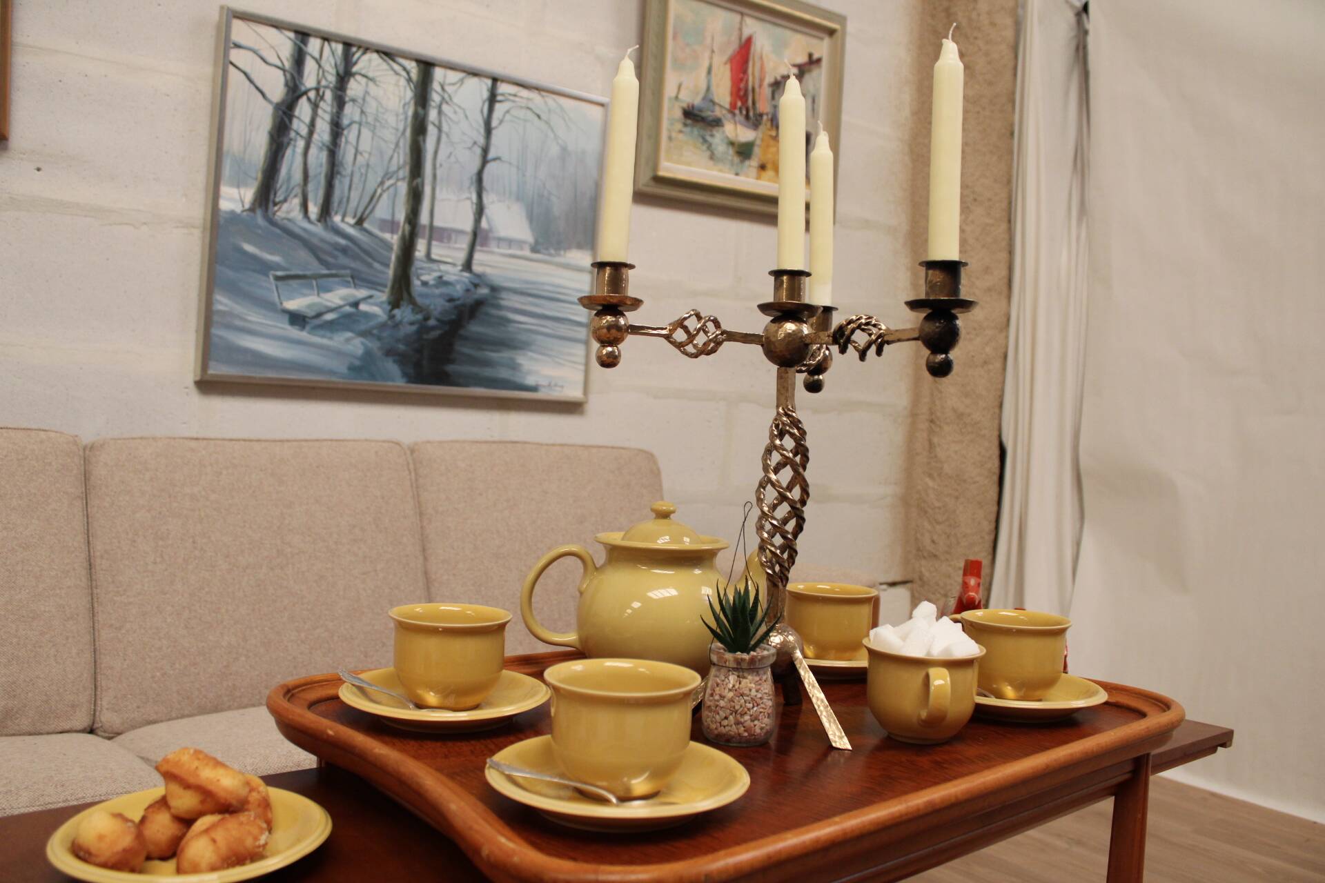 5-candle chandelier in gold-painted metal Denmark