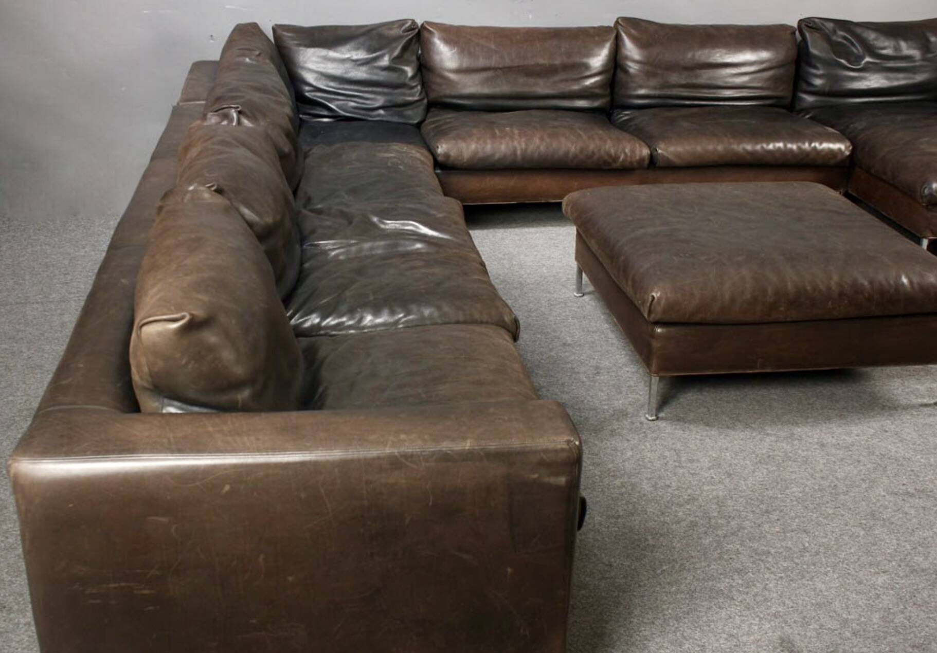 Gigantic modular leather sofa design for 12 people.