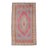 Tapis oriental turc rouge et bleu, 144 x 245 cm