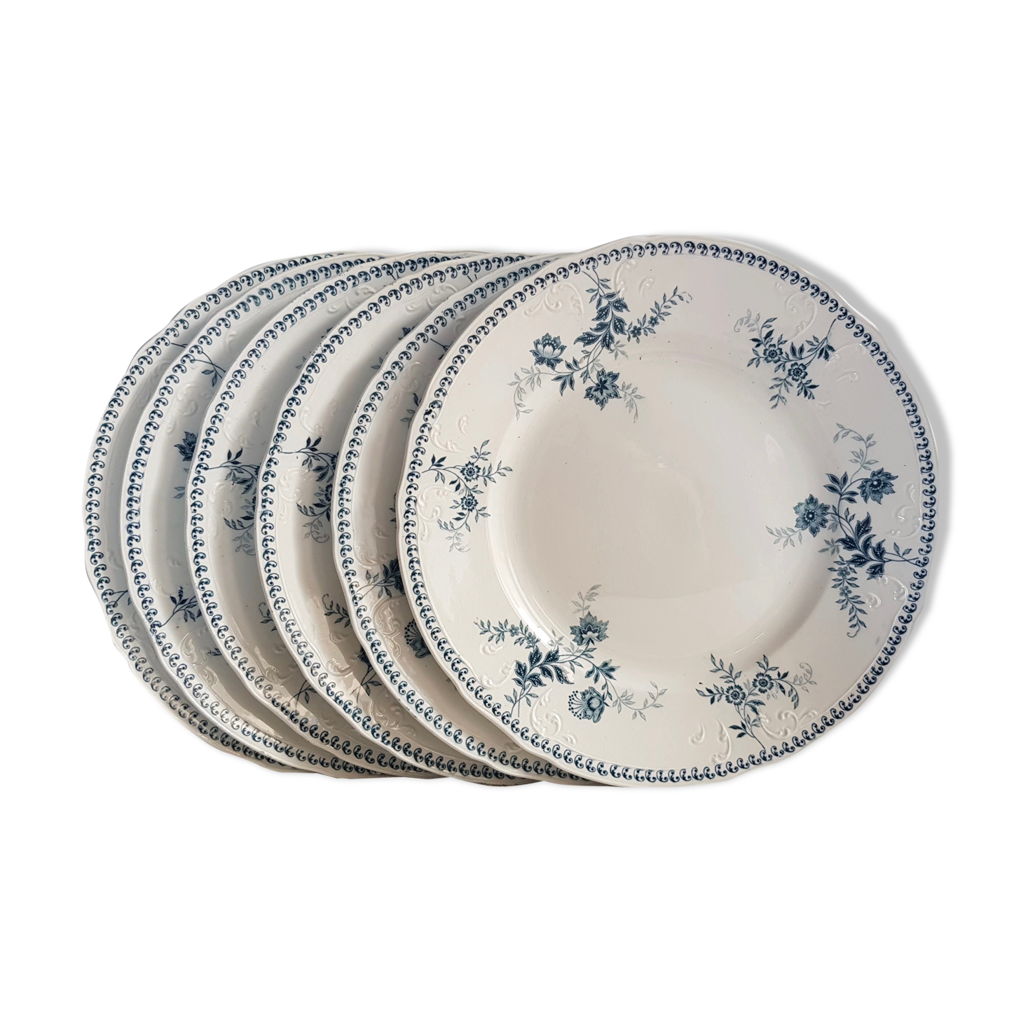 Set 6 old plates model Yvette ceramic company Maestricht