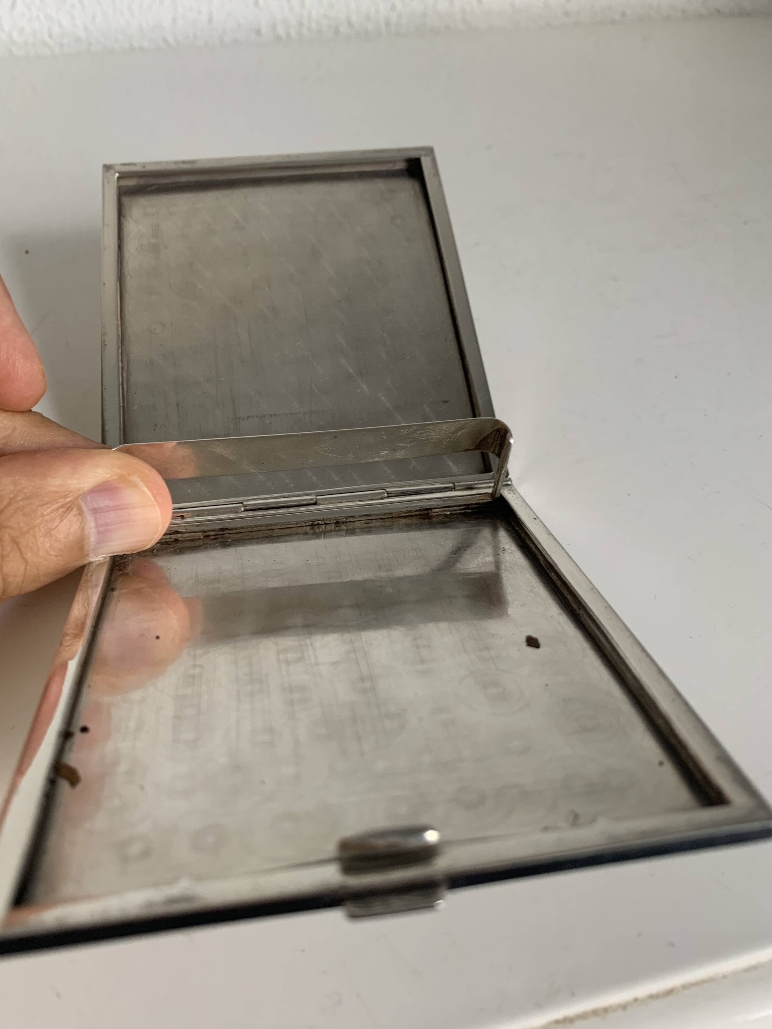 Vintage 1930 cigarette case Inca sterling silver 925 - 9.8 x 8.4 cm