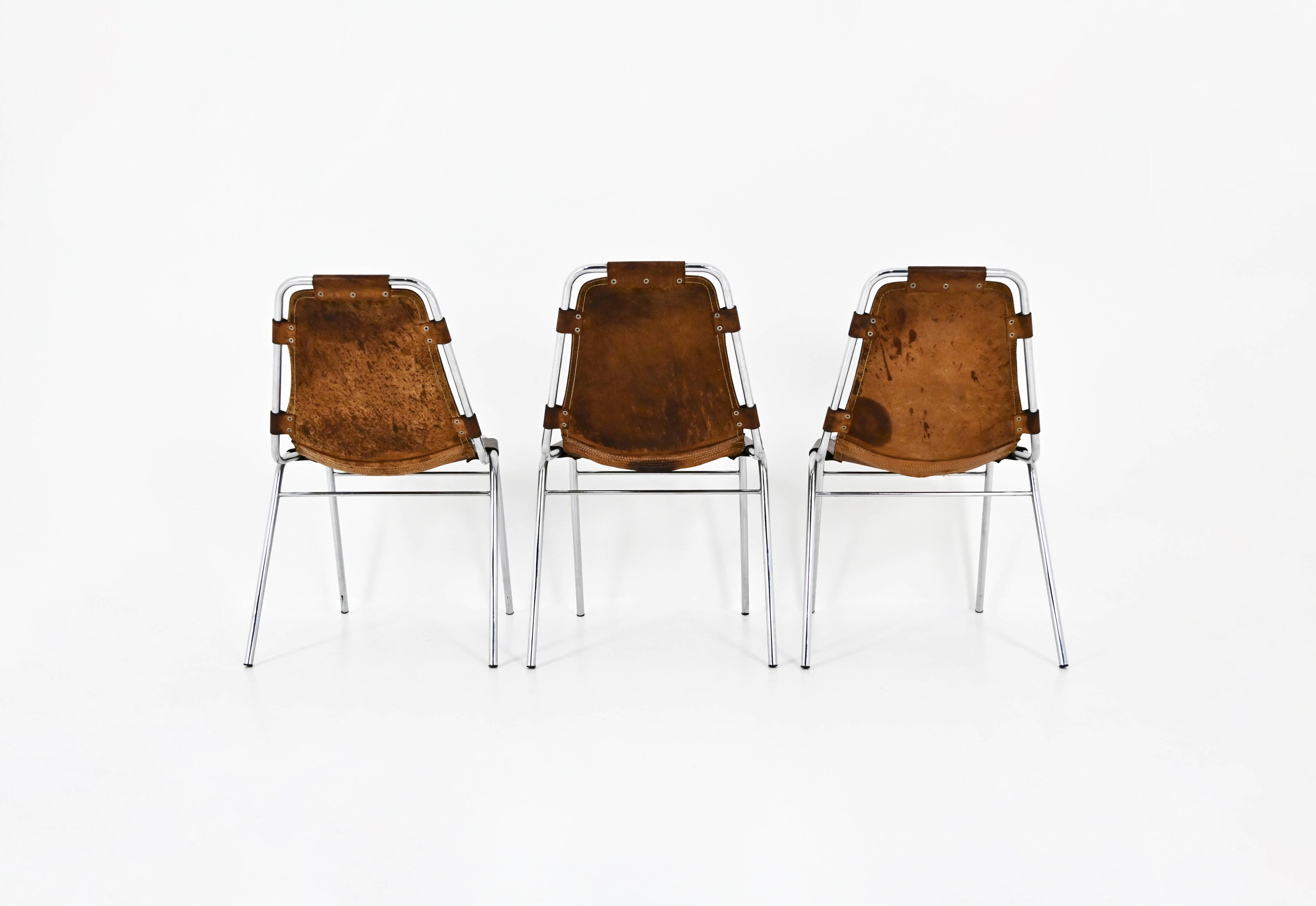 Set of 3 Les Arcs chairs by Charlotte Perriand, 1960s