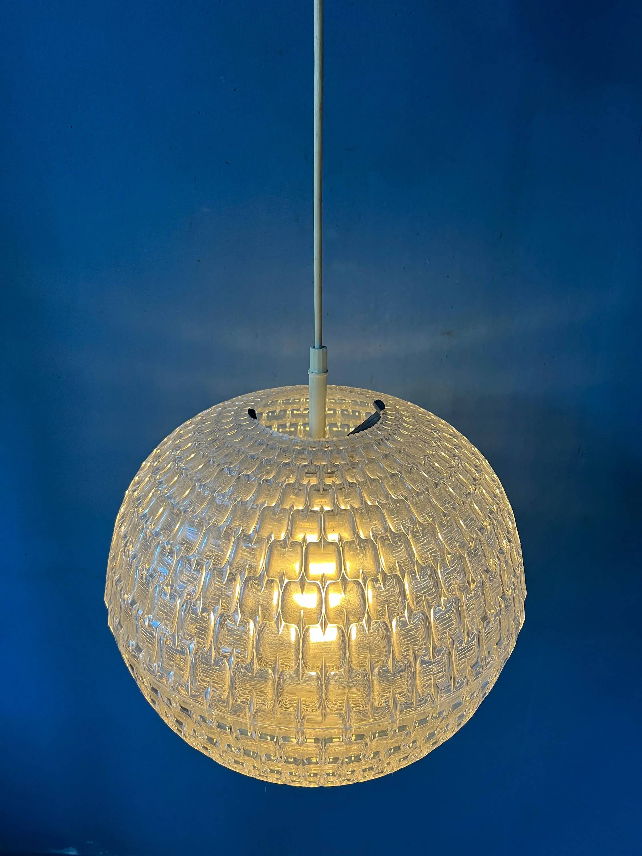 Mid-century crystal ball pendant in acrylic glass