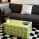Glossy lime green ceramic tile coffee table Handmade in Paris