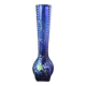Vintage cobalt blue glass vase with foliage decoration.