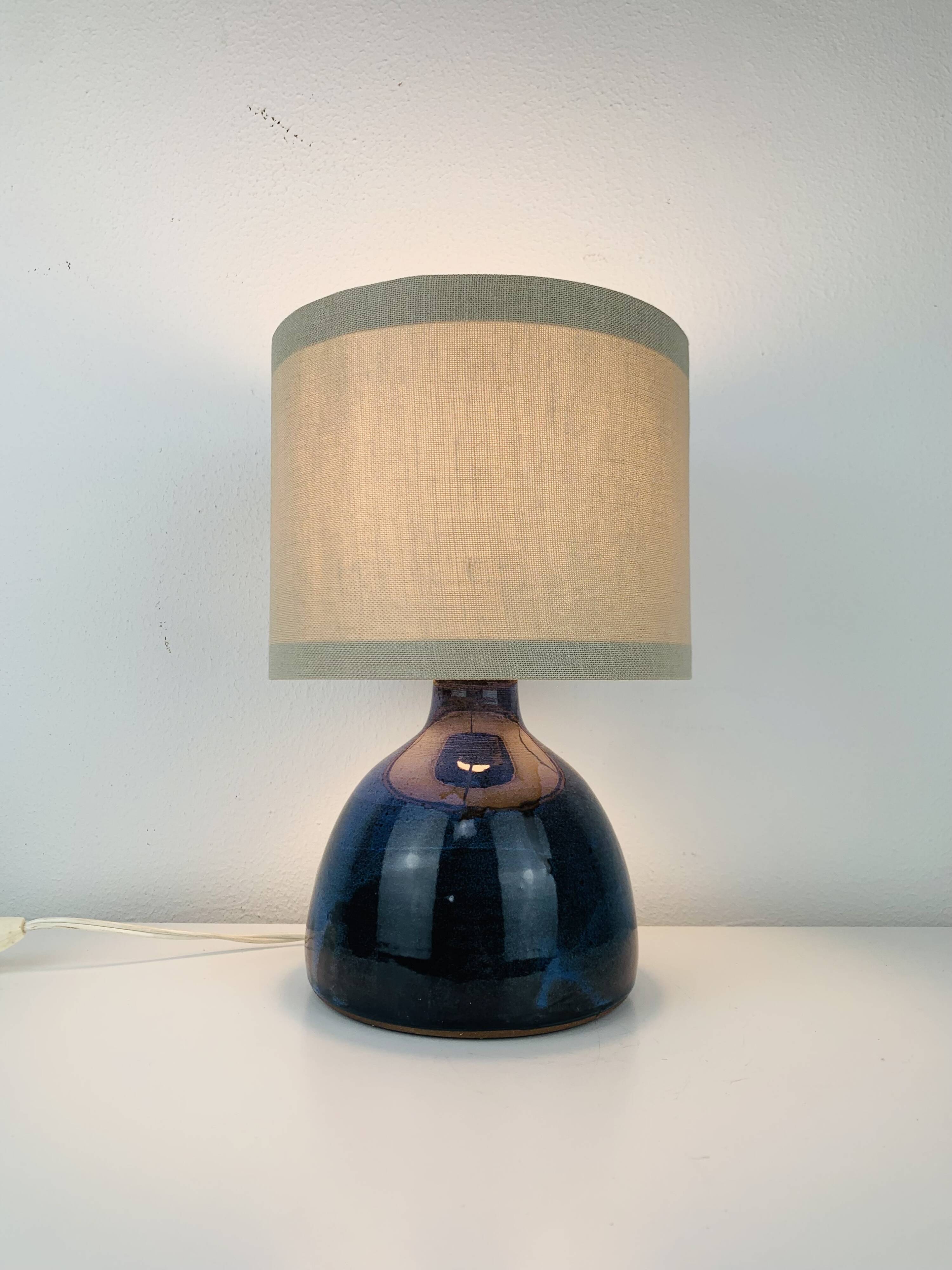 Vintage blue ceramic lamp, 1960s
