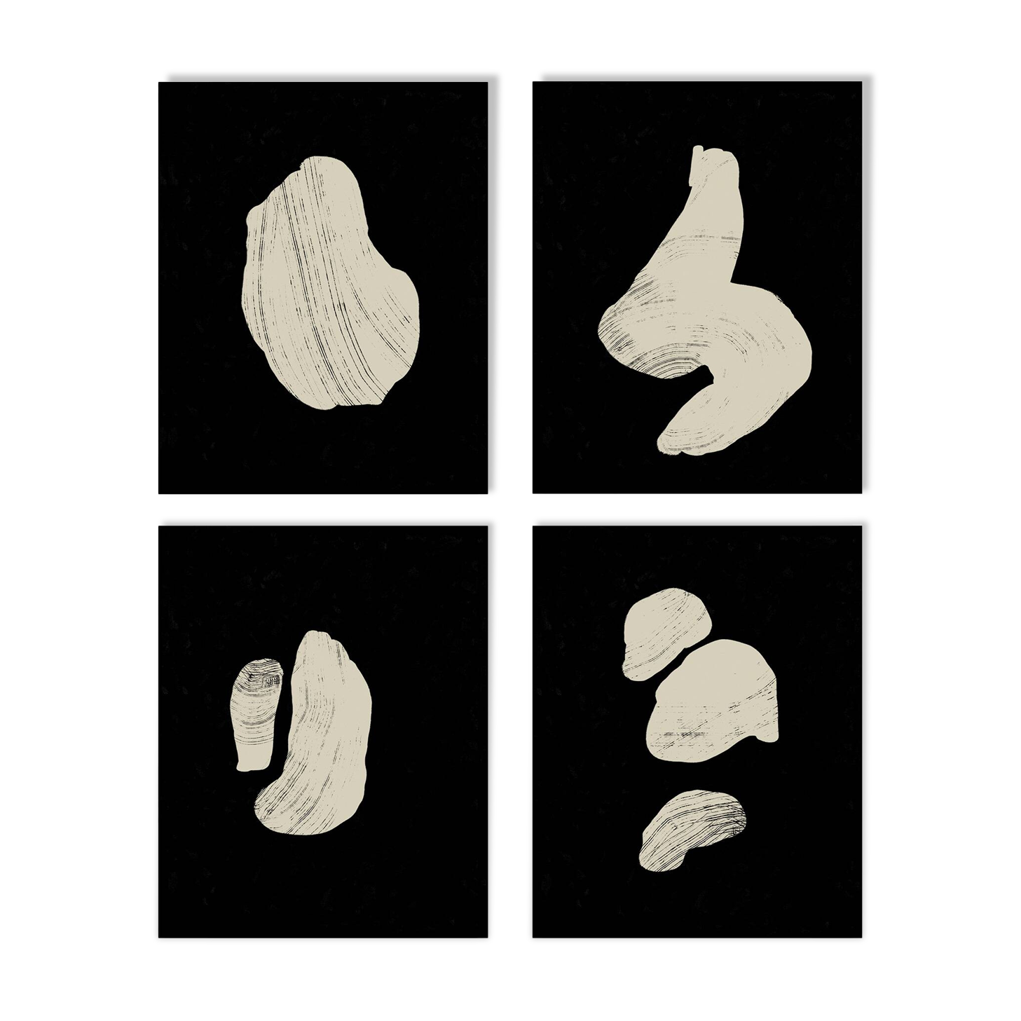 4 abstract giclee prints, set of four, A3