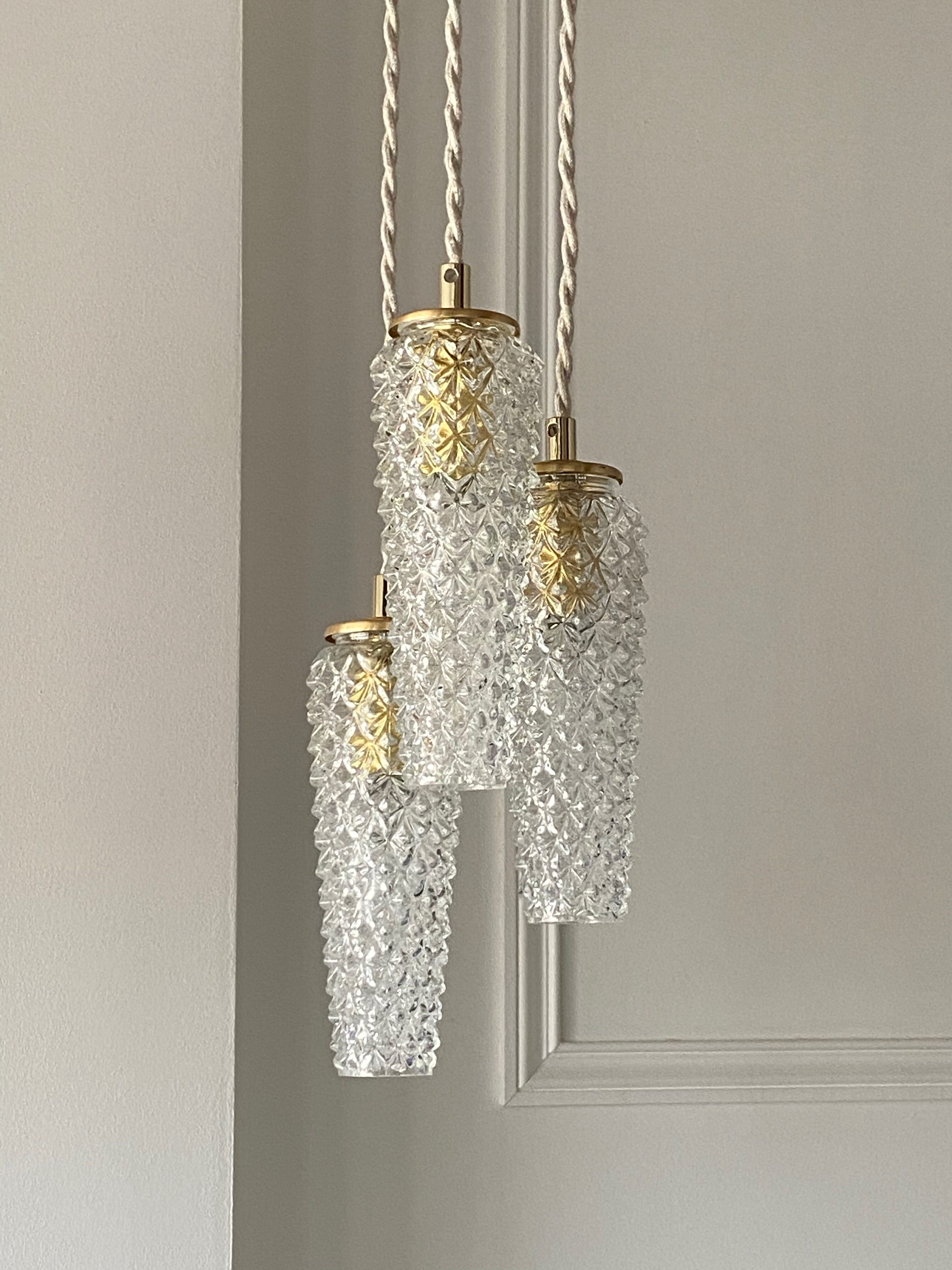 Pendant lamp 3 vintage tulips