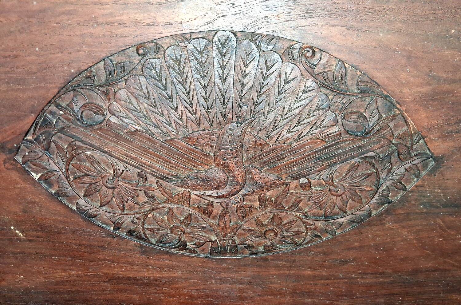 Ethnic carved wooden worker's furniture