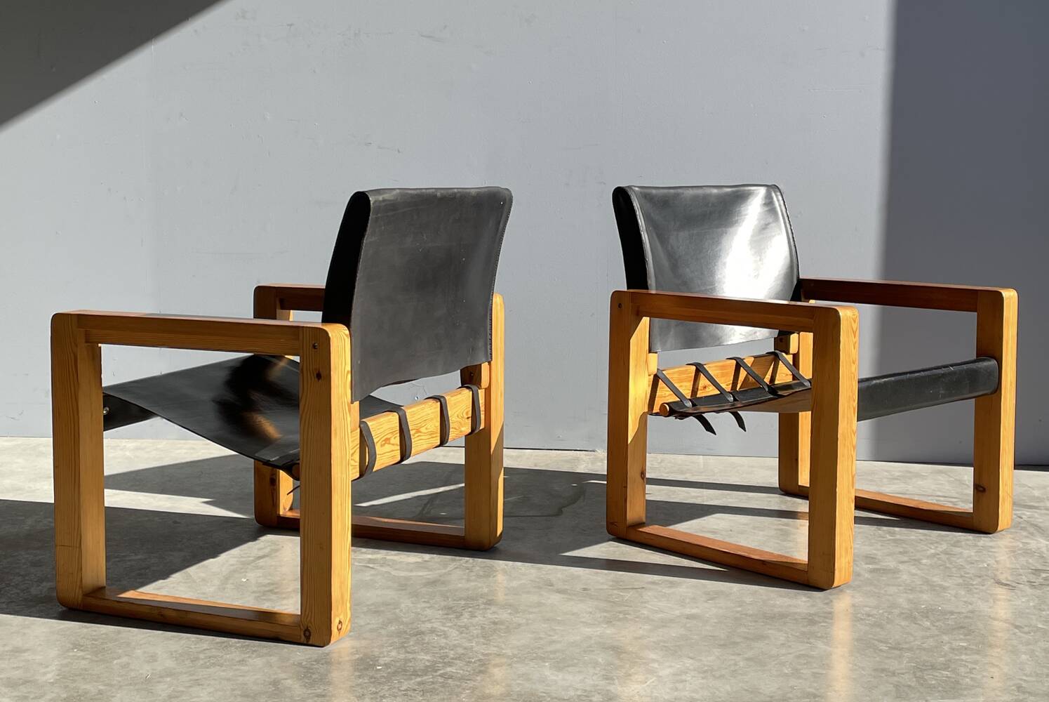 rare bohemian saddle leather safari easy chairs, 1970s