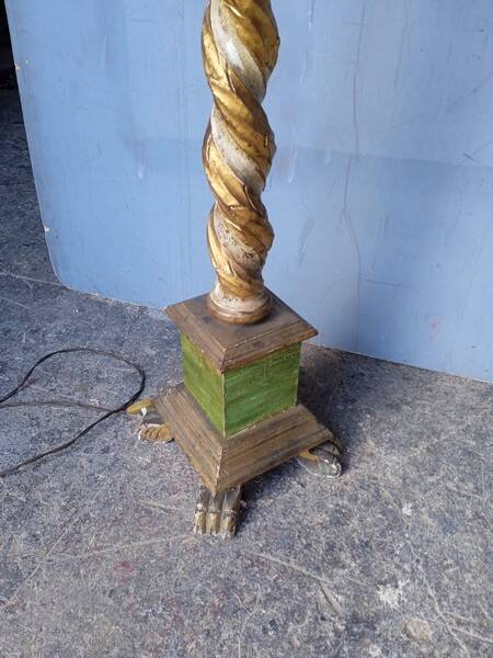 Polychrome gilded carved wood floor lamp ep 1940