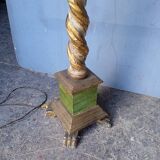 Polychrome gilded carved wood floor lamp ep 1940
