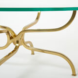 Table basse laiton doré verre de Georges Geffroy vers 1960