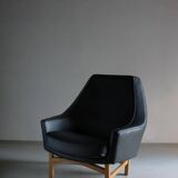 IB Kofod-Larsen leather oak easy chair | OPE Sweden | 1960s