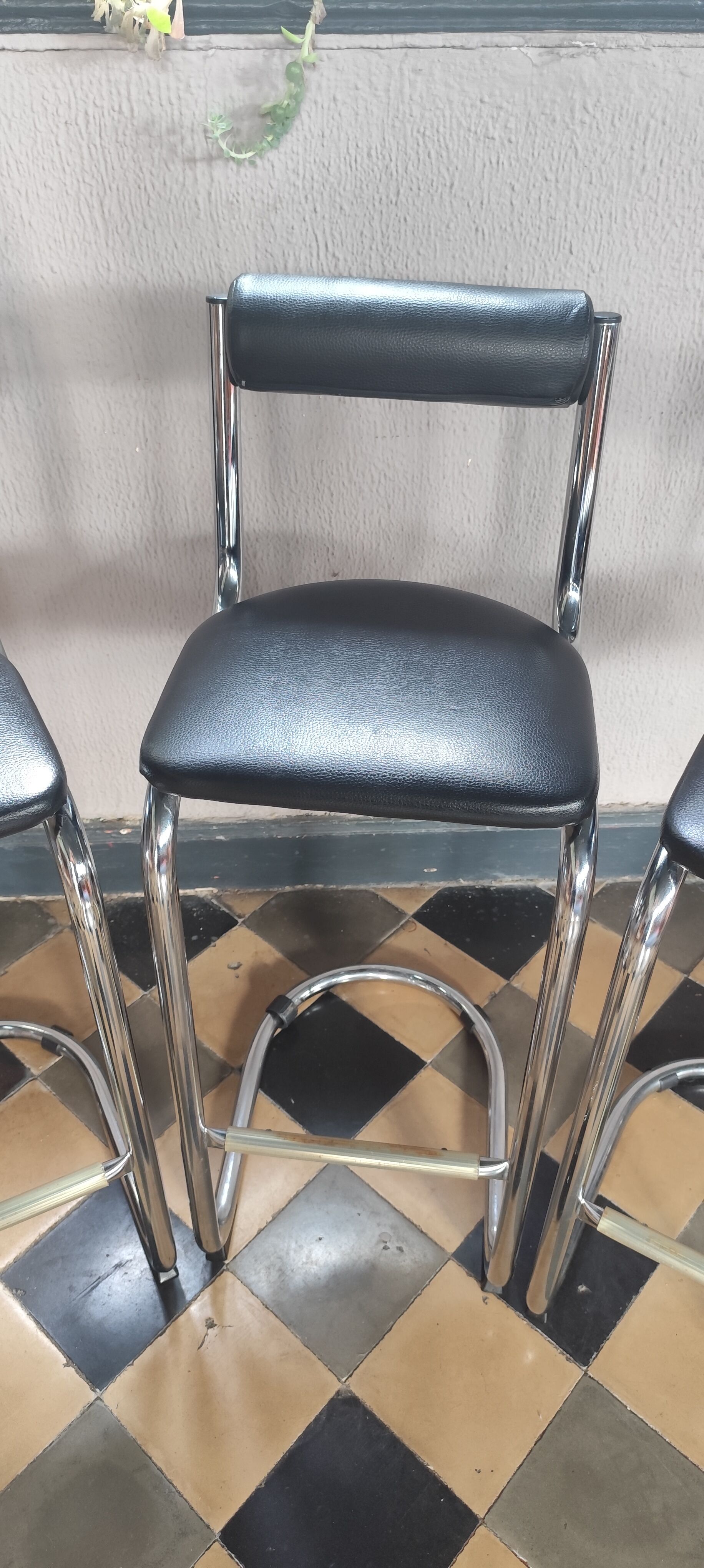 Chaise tabouret de bar chrome 1980