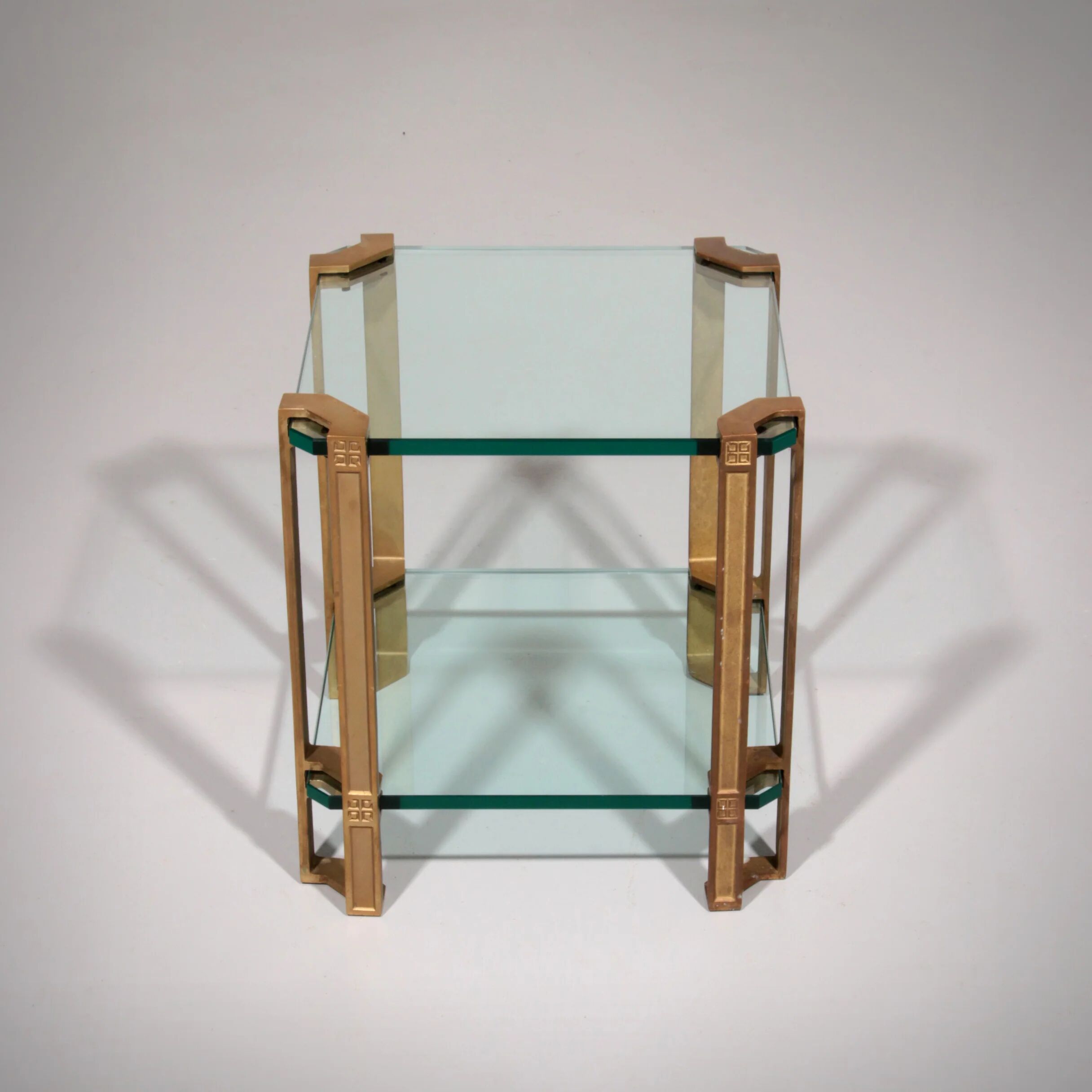 Peter Ghyczy T24 side or coffee table double glass 70s design 40x40x45