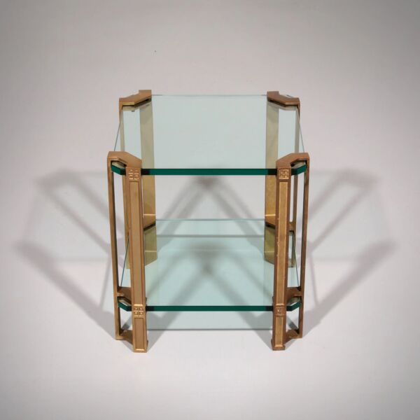 Table d'appoint ou table basse Peter Ghyczy T24 en verre double design des années 70 40x40x45.