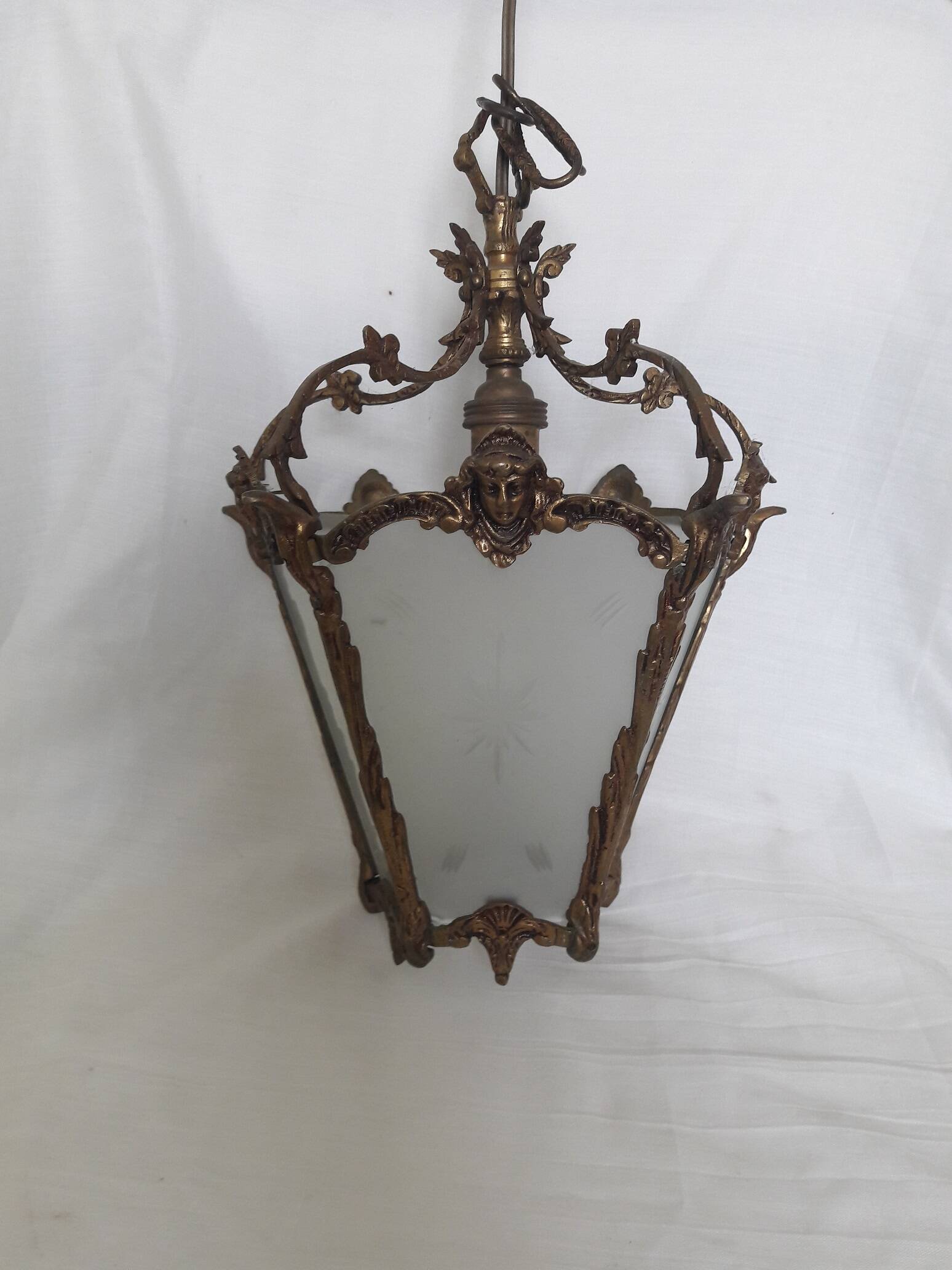 Bronze and glass pendant light