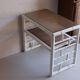 Pair of bedside tables in bamboo effect wood and woven wicker