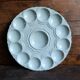 Art Decó French Sarreguemines oyster tray in Majolica, light blue