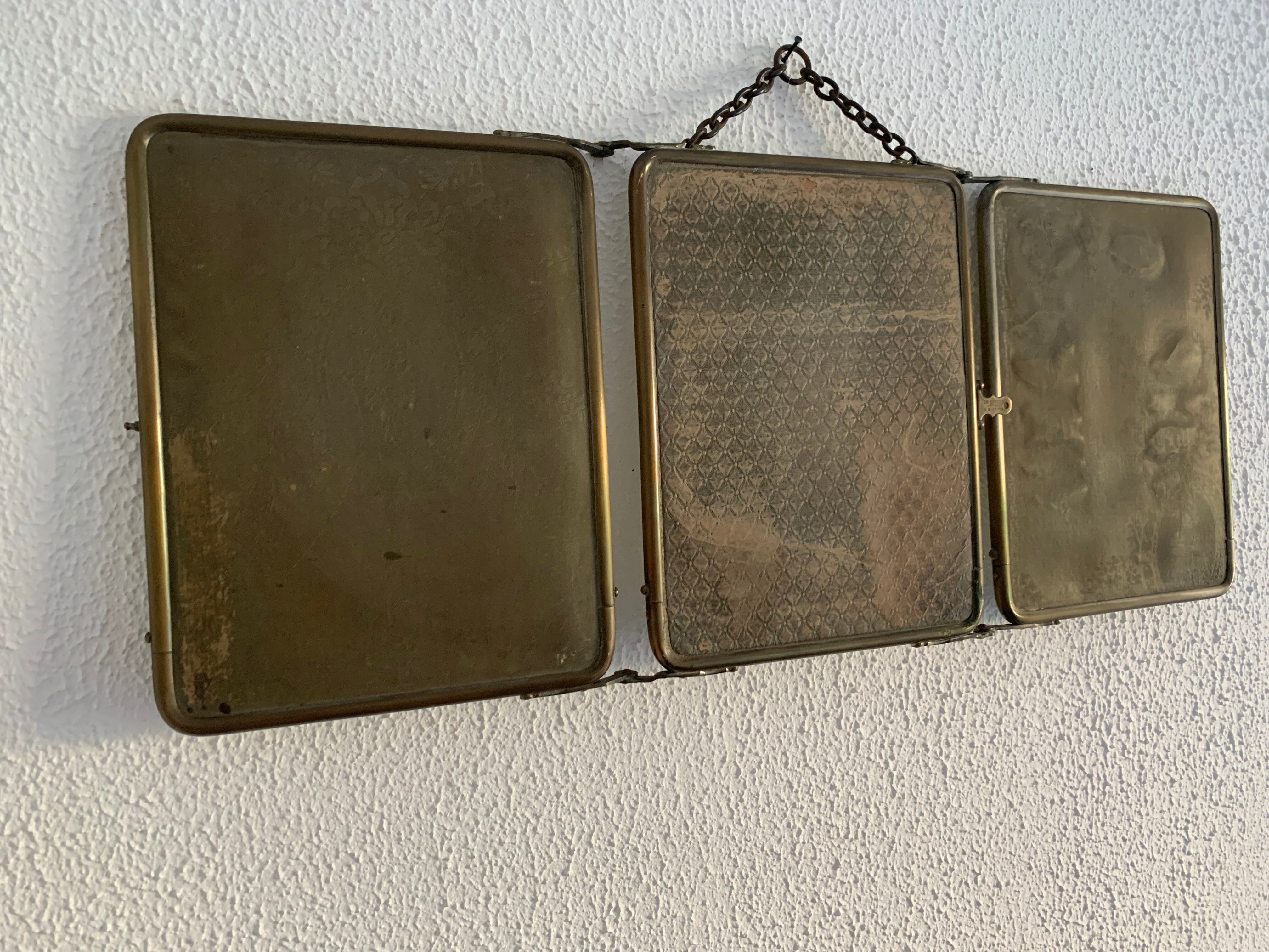 Miroir triptyque barbier Le Solide Paris vintage 1930 - 24 x 59 cm
