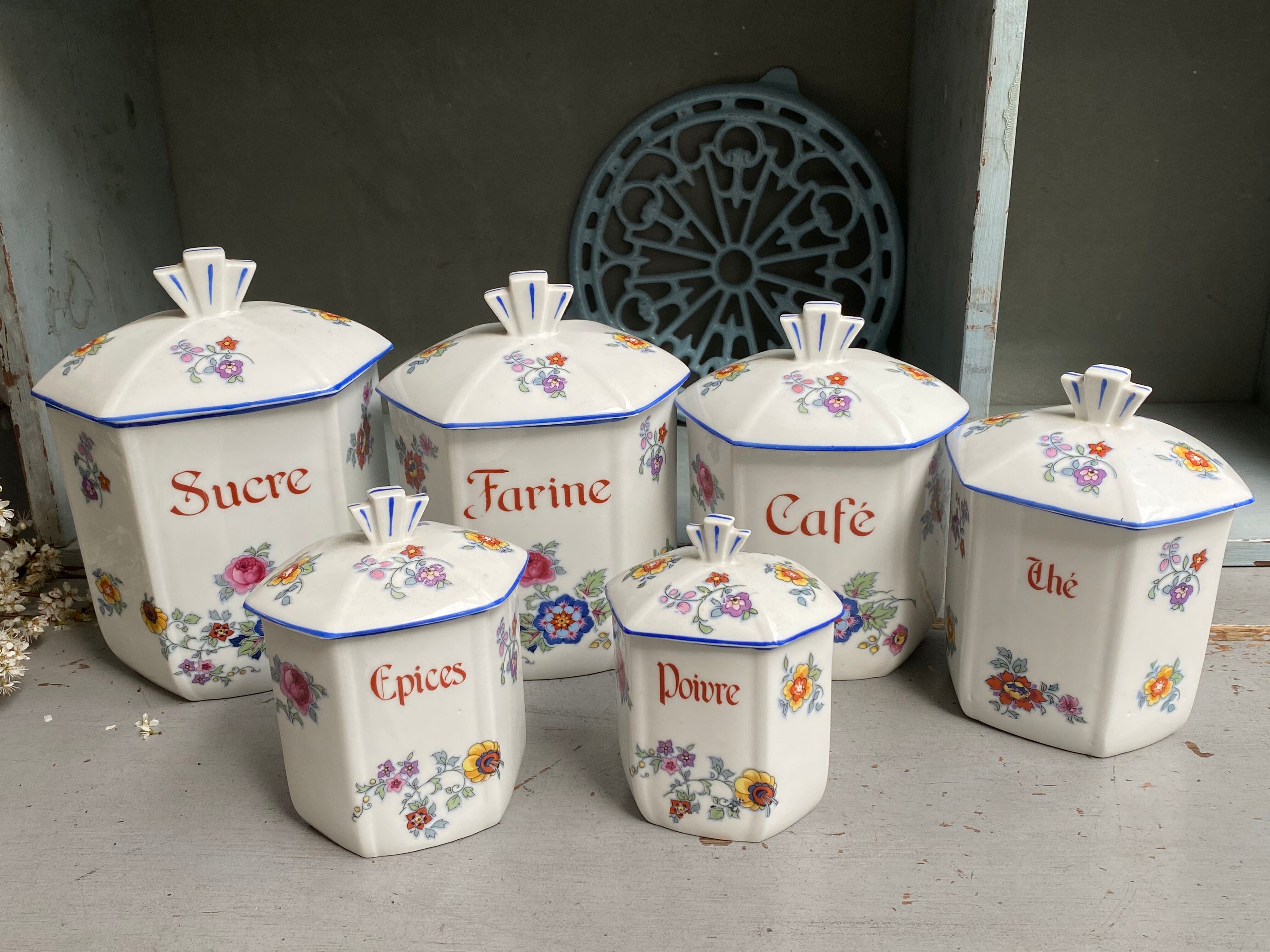 Spice jars and condiments