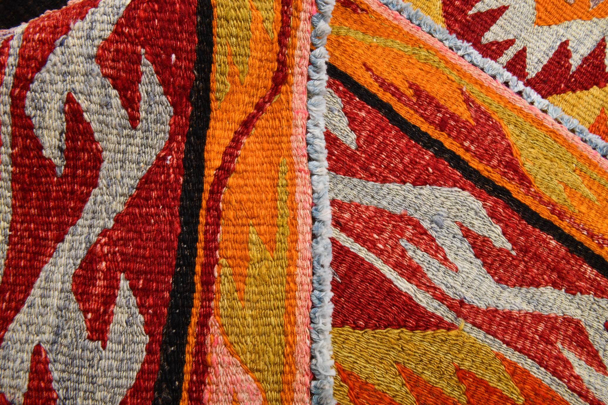 6x9 Orange & Balck Handmade Tribal Vintage Kilim Rug