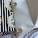 Vintage metal and plastic-coated fabric magazine rack