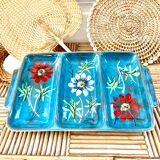Glazed ceramic dish with flowers 50s