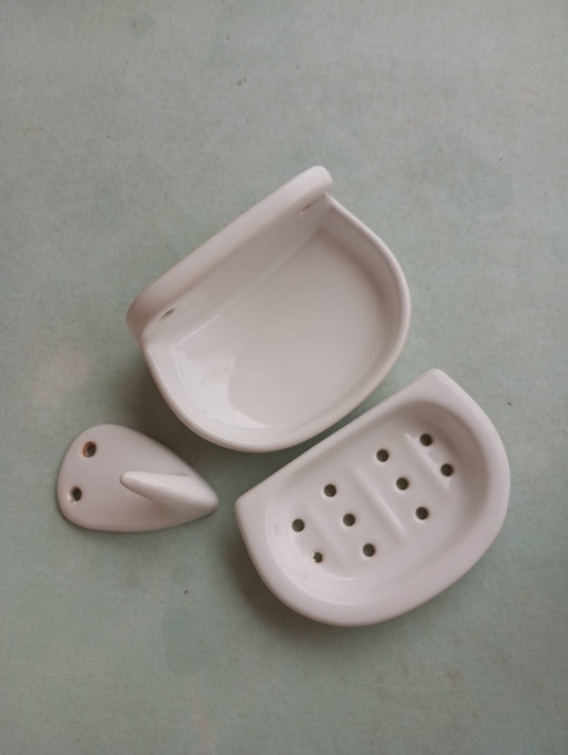 Ceramic soap dish and coat hook