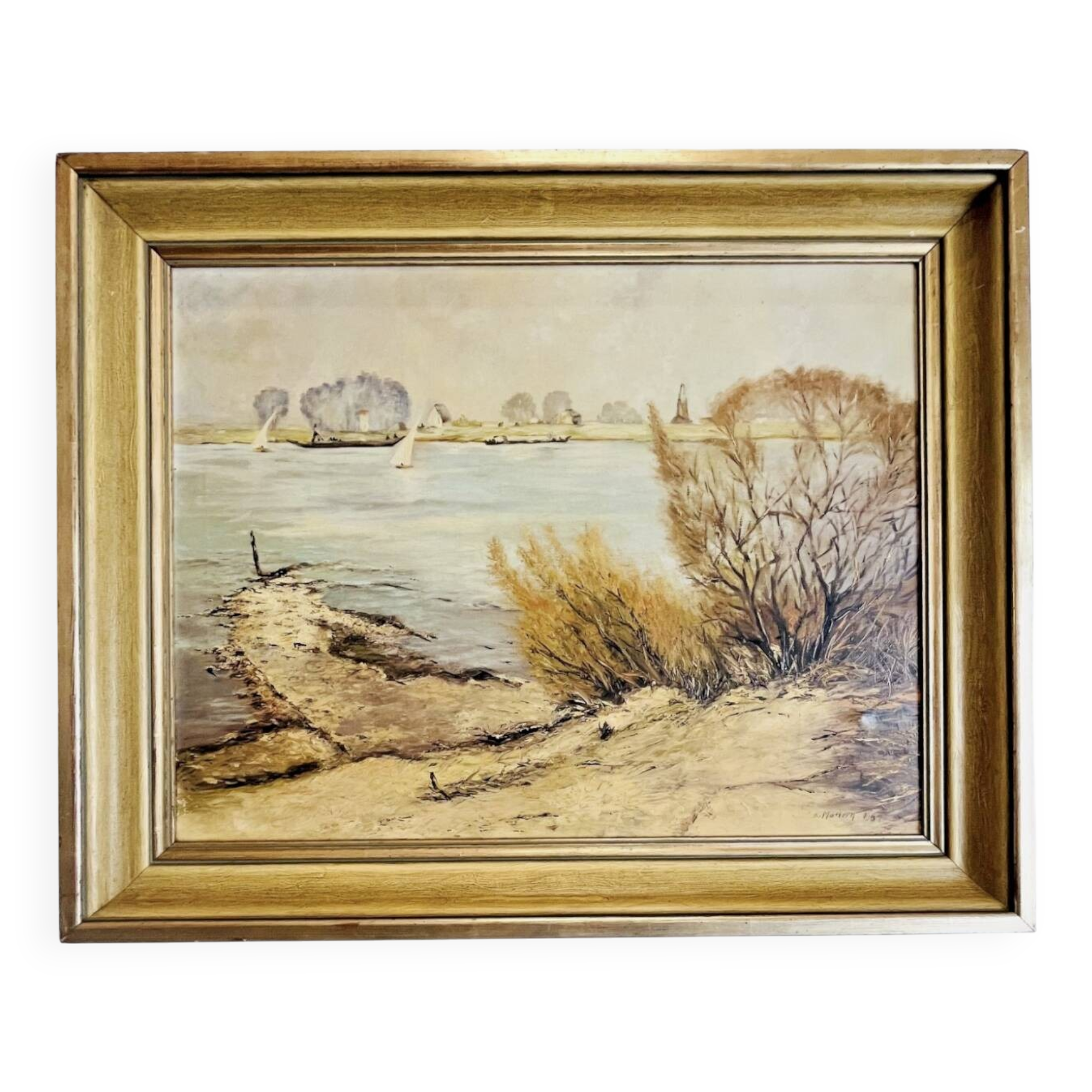 Oil on canvas signed K. Mattern 1954 lake landscape - 512024