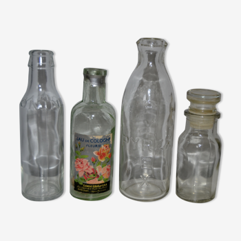 Set of old glass bottles