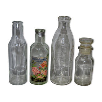 Set of old glass bottles